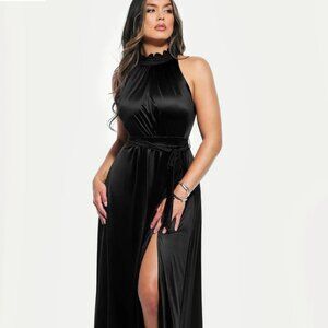 Popilush High Neck Maxi Dress|BUILT IN SHAPEWEAR-Black ONLY-2 DIFF SIZES-NWT
